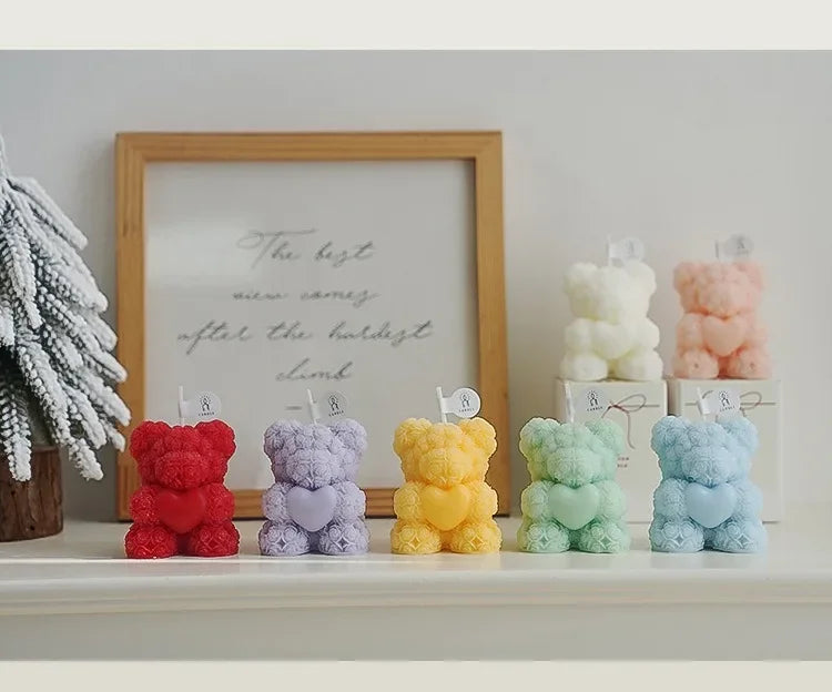 Rosé Bloom Bear Candle