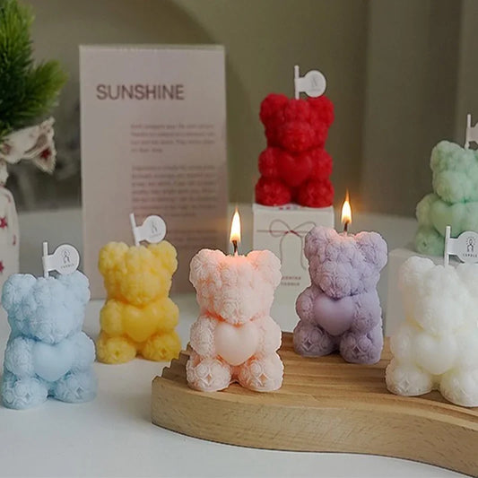 Rosé Bloom Bear Candle