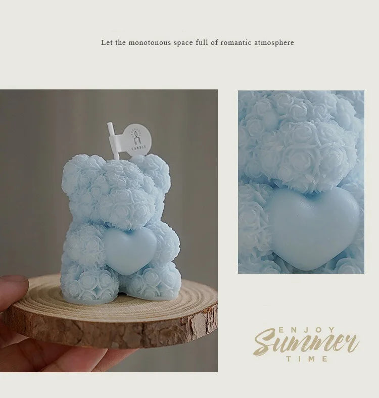 Rosé Bloom Bear Candle