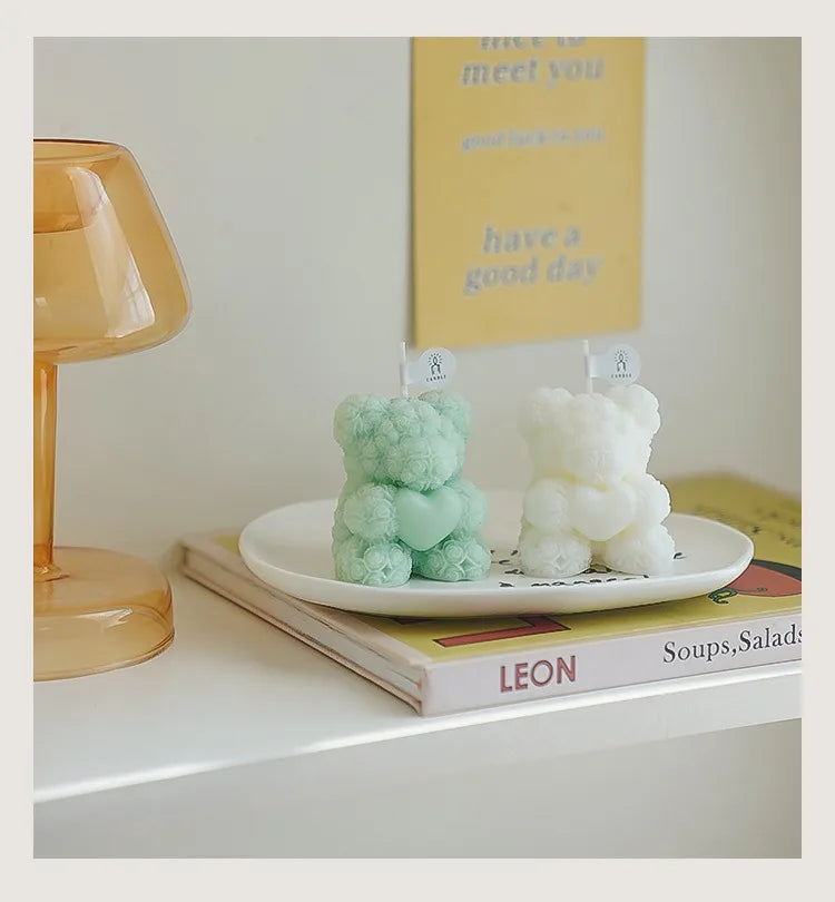 Rosé Bloom Bear Candle