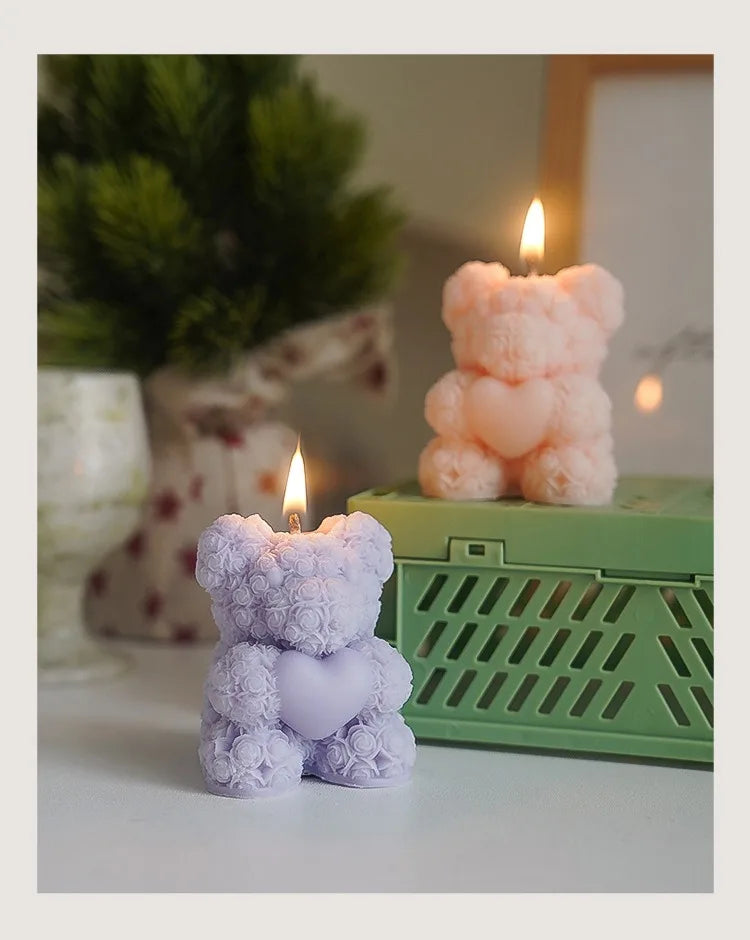 Rosé Bloom Bear Candle
