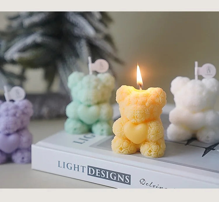 Rosé Bloom Bear Candle