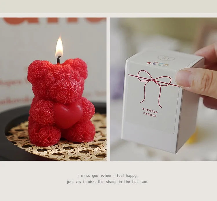 Rosé Bloom Bear Candle